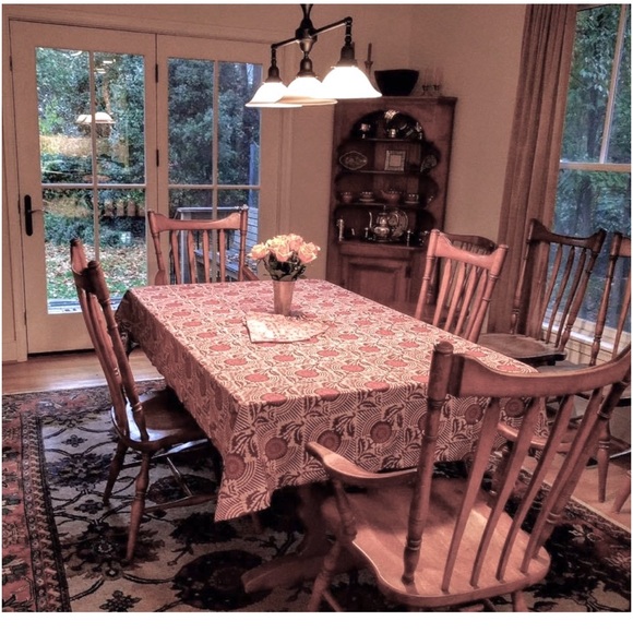 Rare Handmade Batik Tapestry Table Linens Lg Tablecloth 54"x86" Napkins 22"x22" - Picture 11 of 11